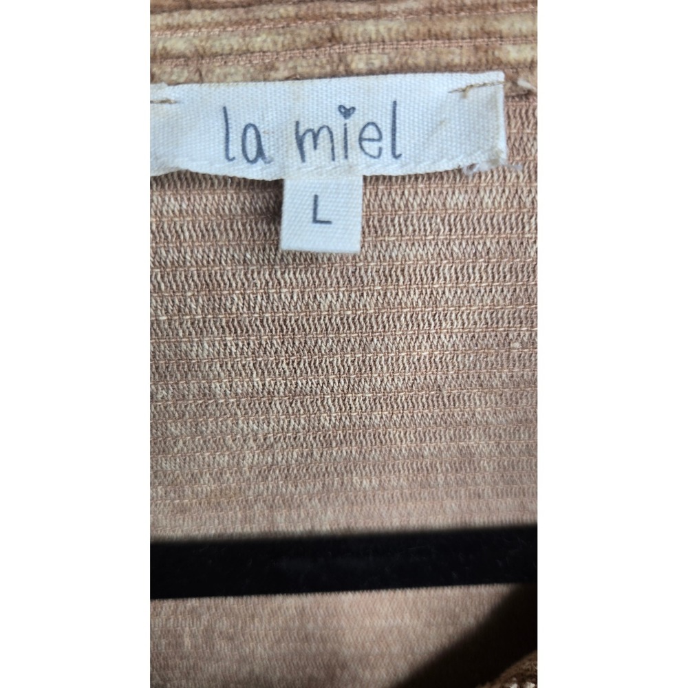 La Miel Oversized Corduroy Shacket Jacket Tan 100% Cotton Women's Large - Picture 7 of 9